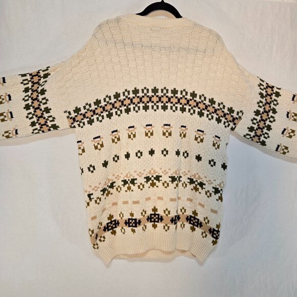 U.S.A. Vintage Eclectic Grandpa Academia Fisherman IVORY Sweater Oversized XL T - Picture 5 of 16
